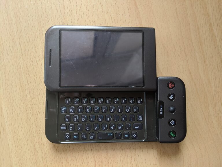 Android Development Phone 1 front with open keyboard