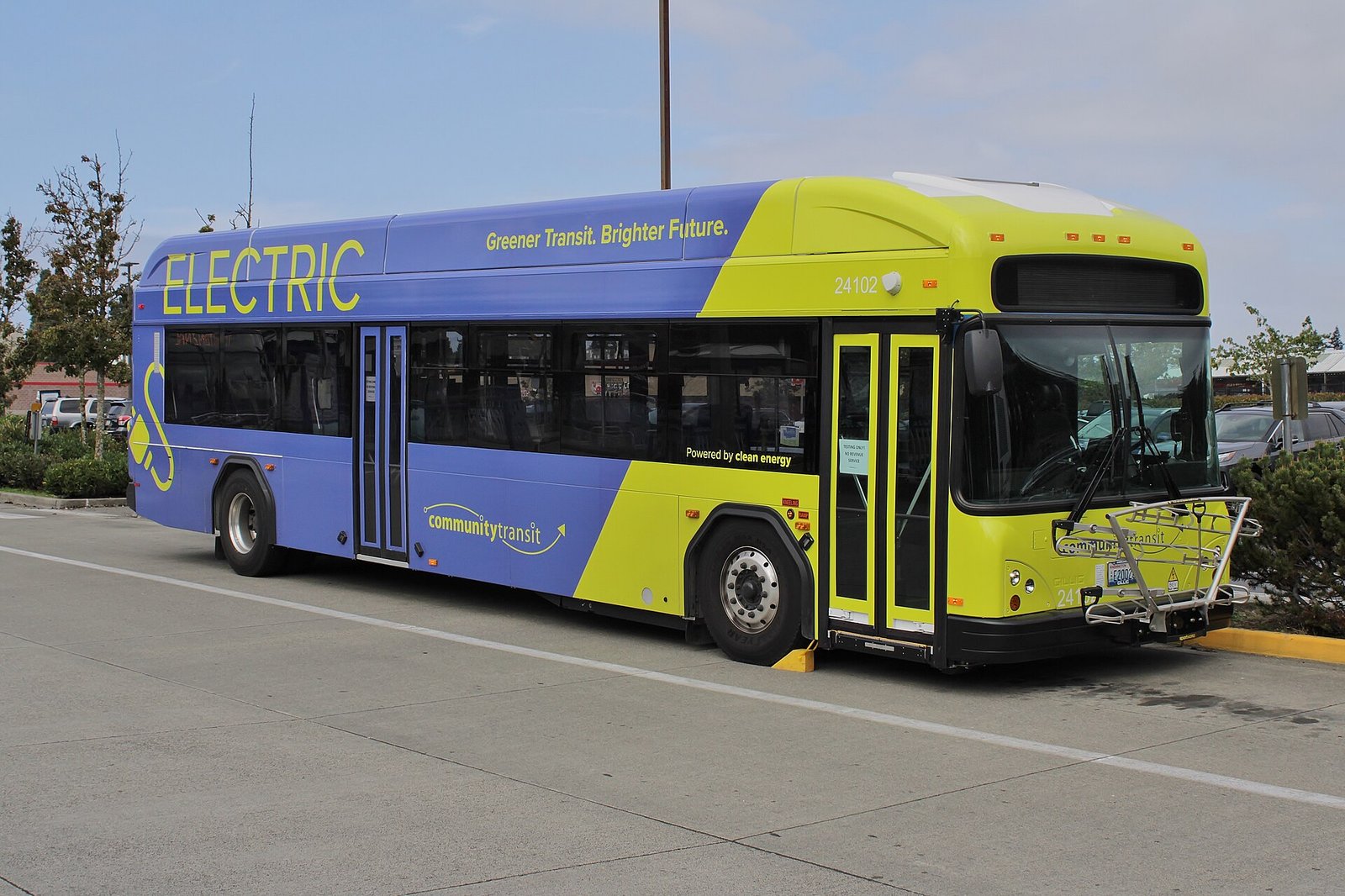 CT 24102 battery electric test bus at Aurora Village TC